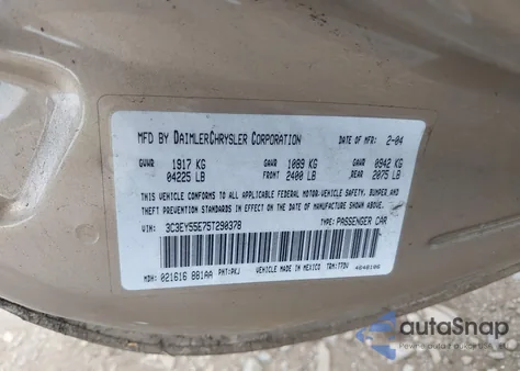 2005 Chrysler Pt Cruiser Touring z USA, uszkodzony, nr VIN 3C3EY55E75T290378